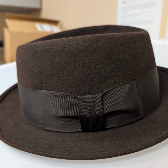 Vintage Royal Stetson Brown Fedora  hat 7-1/8 (2" Brim 4" Crown Teardrop) - Picture 2 of 10